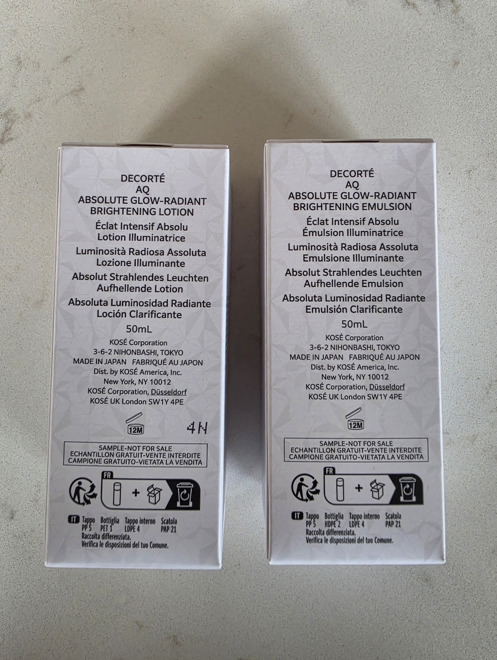Decorte AQ Absolute Glow Radiant Brightening Emulsion + Lotion Set 50ml J-Beauty - Picture 2 of 6